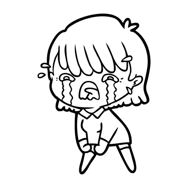 Vector Illustration Cartoon Girl Crying — Stock Vector