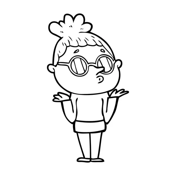 Cartoon Woman Wearing Glasses — Stock Vector
