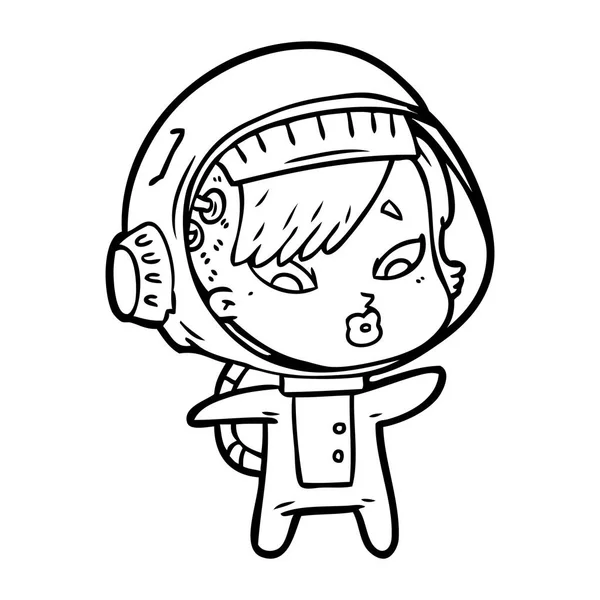 Ilustração Vetorial Mulher Astronauta Desenhos Animados — Vetor de Stock