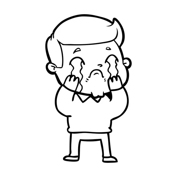 Illustrazione Vettoriale Uomo Cartone Animato Piangendo — Vettoriale Stock