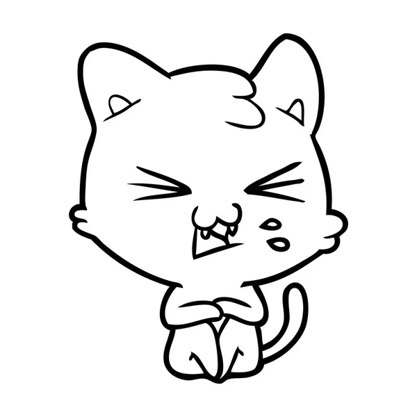 Vektorové Ilustrace Kreslené Kočky Syčí — Stockový vektor