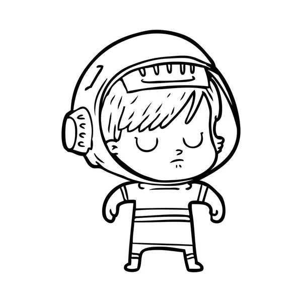 Vector Ilustración Dibujos Animados Astronauta Mujer — Vector de stock