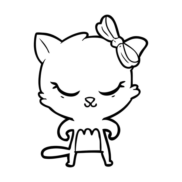 弓でかわいい漫画猫 — ストックベクタ