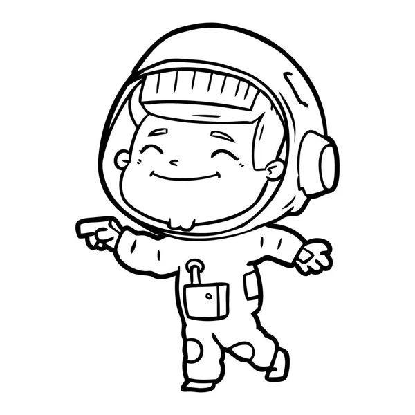 Ilustracja Wektorowa Szczęśliwy Kreskówka Astronauta — Wektor stockowy