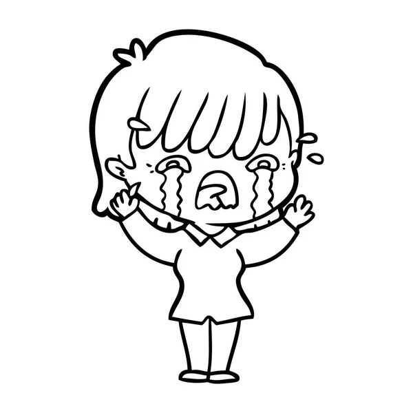 Vector Illustration Cartoon Girl Crying — Stock Vector