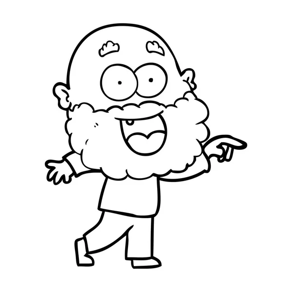 Τρελό Ευτυχισμένος Άνθρωπος Καρτούν Γενειάδα — Διανυσματικό Αρχείο