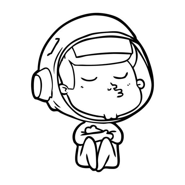 Illustrazione Vettoriale Dell Astronauta Fiducioso Del Cartone Animato — Vettoriale Stock