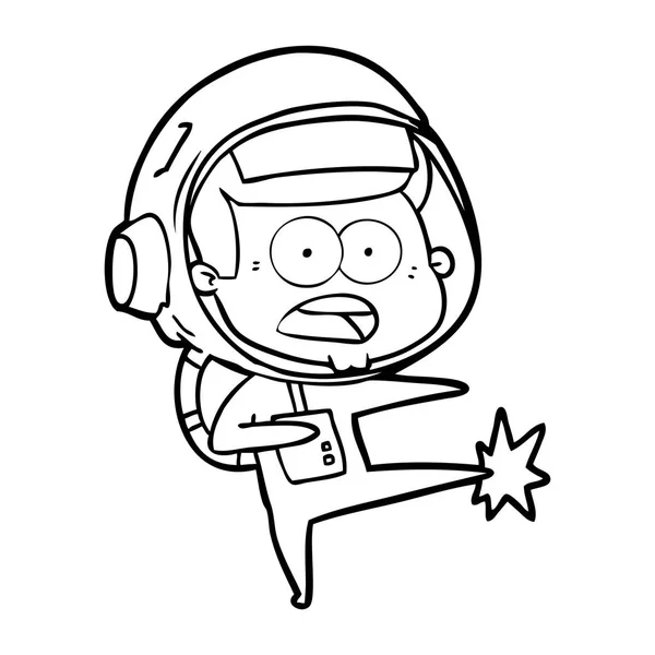 Cartoon Förvånad Astronaut Sparkar — Stock vektor