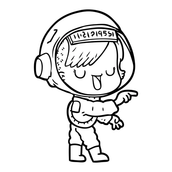 Vector Ilustración Dibujos Animados Astronauta Mujer — Vector de stock