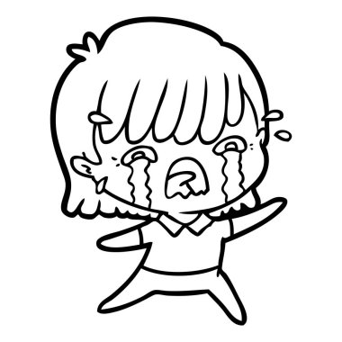 vektör çizim karikatür kız ağlıyor