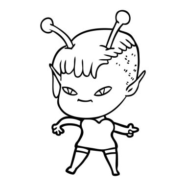 sevimli çizgi uzaylı kız