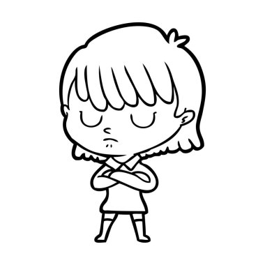 Çizgi filmdeki kadının vektör çizimi