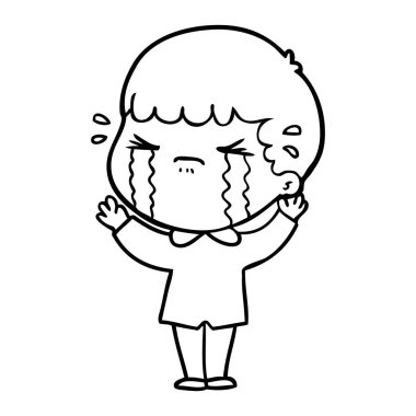 vektör çizim karikatür adam ağlıyor