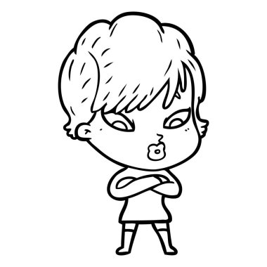 Çizgi filmdeki kadının vektör çizimi