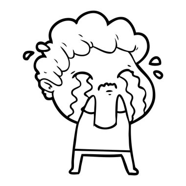vektör çizim karikatür adam ağlıyor
