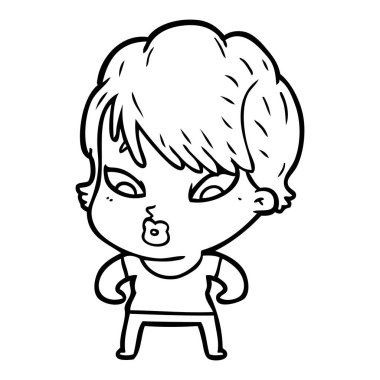 Çizgi filmdeki kadının vektör çizimi