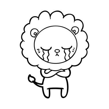 vektör çizim karikatür aslan ağlama