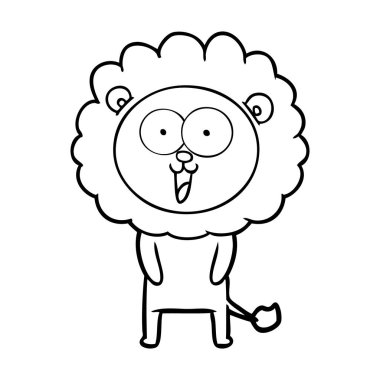 mutlu karikatür aslan vektör çizim