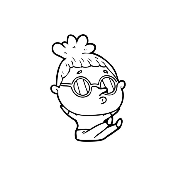 Mujer Dibujos Animados Con Gafas Sol — Vector de stock