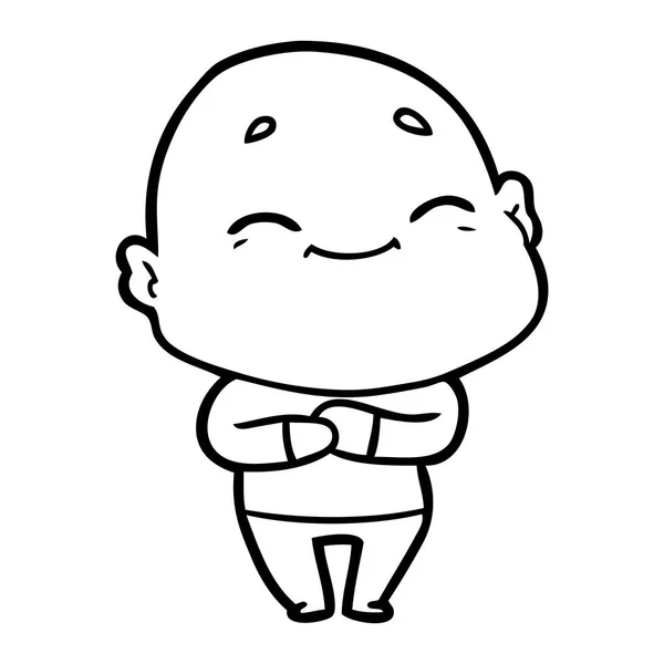 Desenho Animado Homem Careca Feliz —  Vetores de Stock
