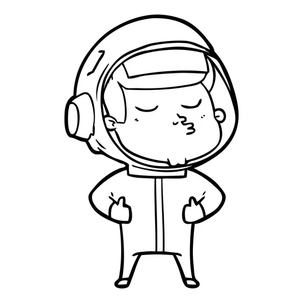 Wektor Ilustracja Kreskówka Pewnie Astronauta — Wektor stockowy