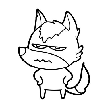 vektör çizim karikatür rahatsız kurt