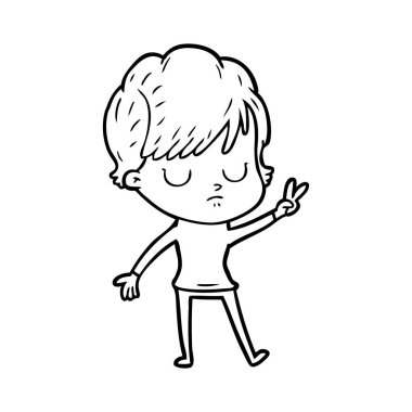 Çizgi filmdeki kadının vektör çizimi