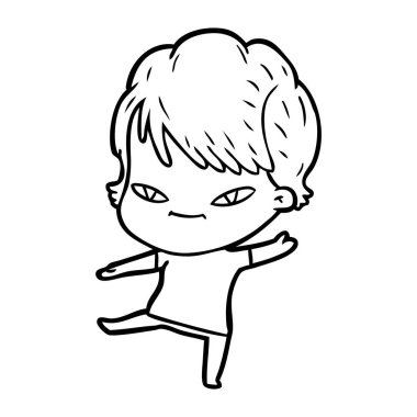 vektör çizim karikatür mutlu kadın