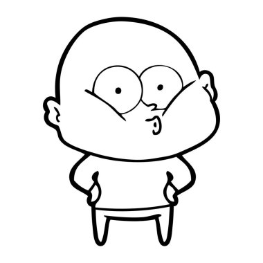 karikatür kel adam bakıyor