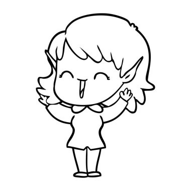 vektör çizim karikatür elf kızı