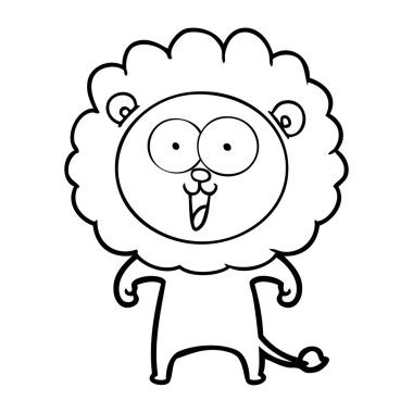 mutlu karikatür aslan vektör çizim
