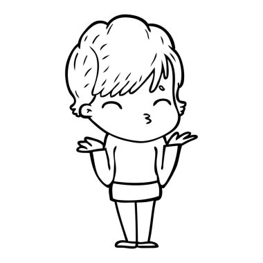 vektör çizim karikatür kadın düşünme