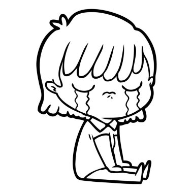 vektör çizim karikatür kadının ağladığını