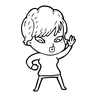 Çizgi filmdeki kadının vektör çizimi