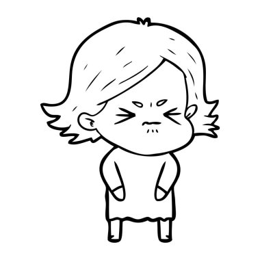 vektör çizim karikatür kızgın kız