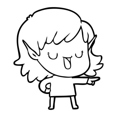 vektör çizim karikatür elf kızı