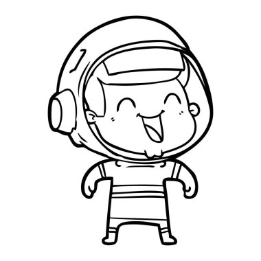 mutlu karikatür astronot vektör çizim