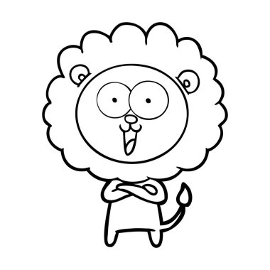 mutlu karikatür aslan vektör çizim