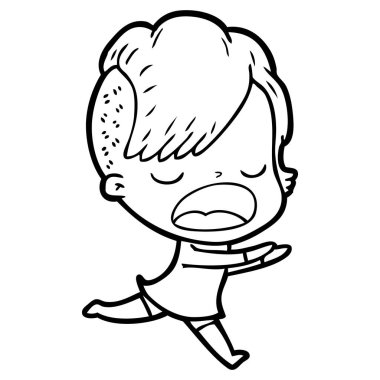 konuşuyor karikatür serin hippi kız