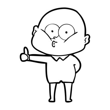 karikatür kel adam bakıyor