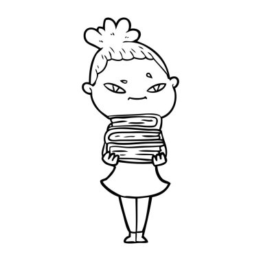 Çizgi filmdeki kadının vektör çizimi