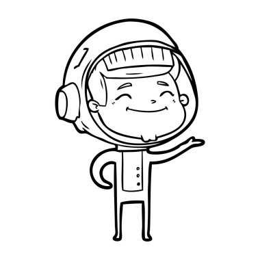 mutlu karikatür astronot vektör çizim