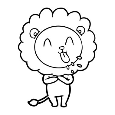 mutlu karikatür aslan vektör çizim