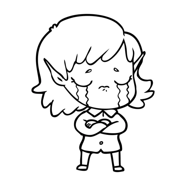 Κλάμα Ξωτικό Κορίτσι Καρτούν — Διανυσματικό Αρχείο