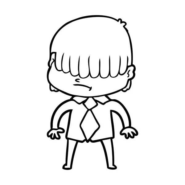 凌乱的头发的卡通男孩 — 图库矢量图片