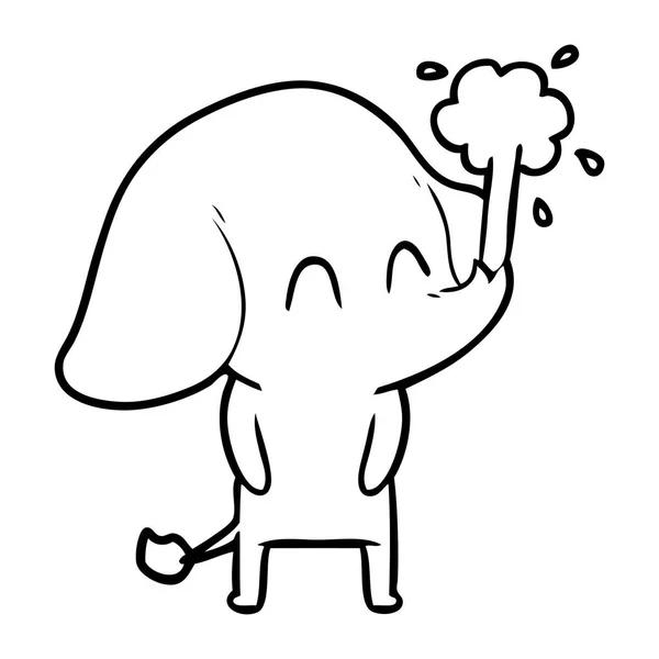Carino Cartone Animato Elefante Sputando Acqua — Vettoriale Stock