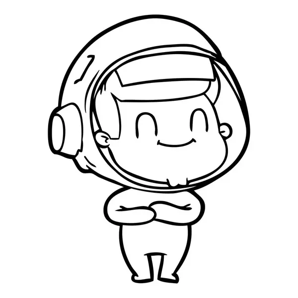 幸せな漫画宇宙飛行士男 — ストックベクタ