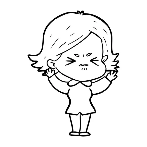 Εικονογράφηση Διάνυσμα Καρτούν Θυμωμένη Γυναίκα — Διανυσματικό Αρχείο