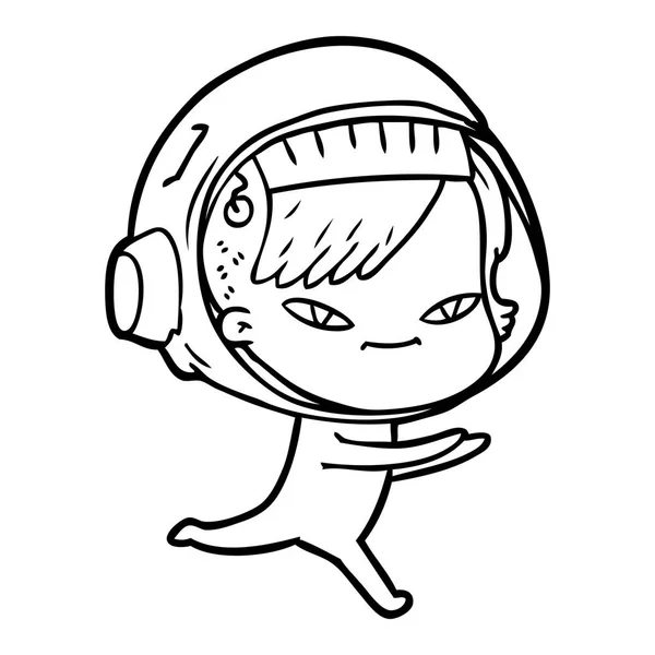 Illustrazione Vettoriale Della Donna Astronauta Dei Cartoni Animati — Vettoriale Stock