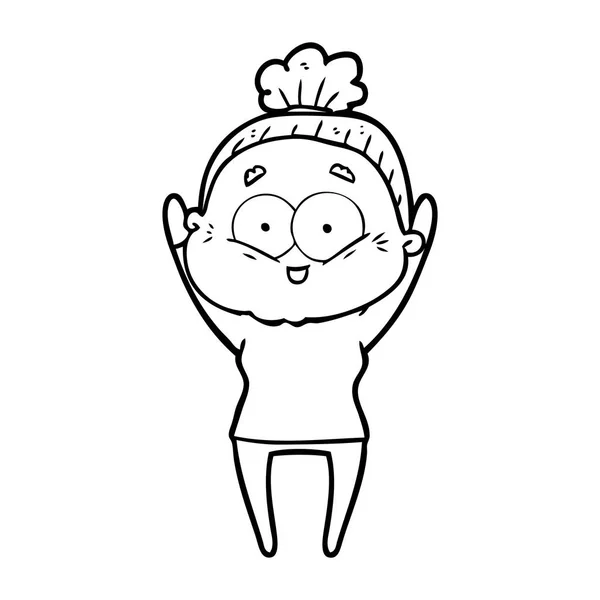 Desenho Animado Feliz Velha Mulher —  Vetores de Stock
